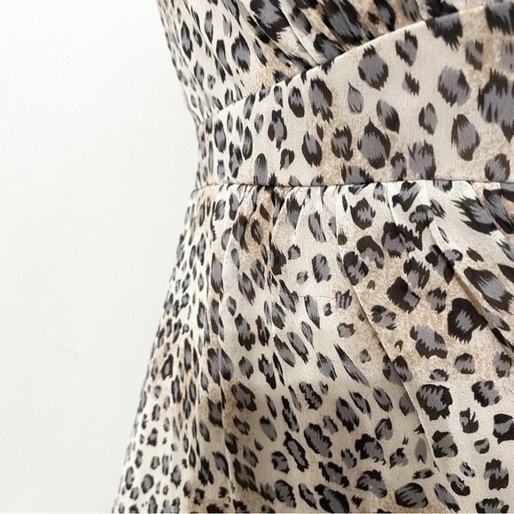 Bcbgmaxazria 100% SILK LEOPARD PRINT SPAGHETTI STRAPS EMPIRE WAIST MINI DRESS - Picture 8 of 12